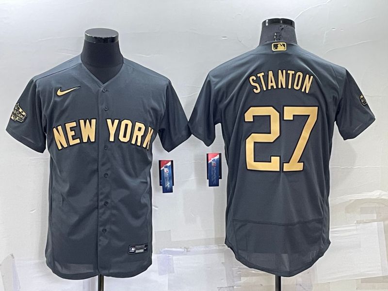 Men New York Yankees 27 Stanton Grey 2022 All Star Elite Nike MLB Jerseys